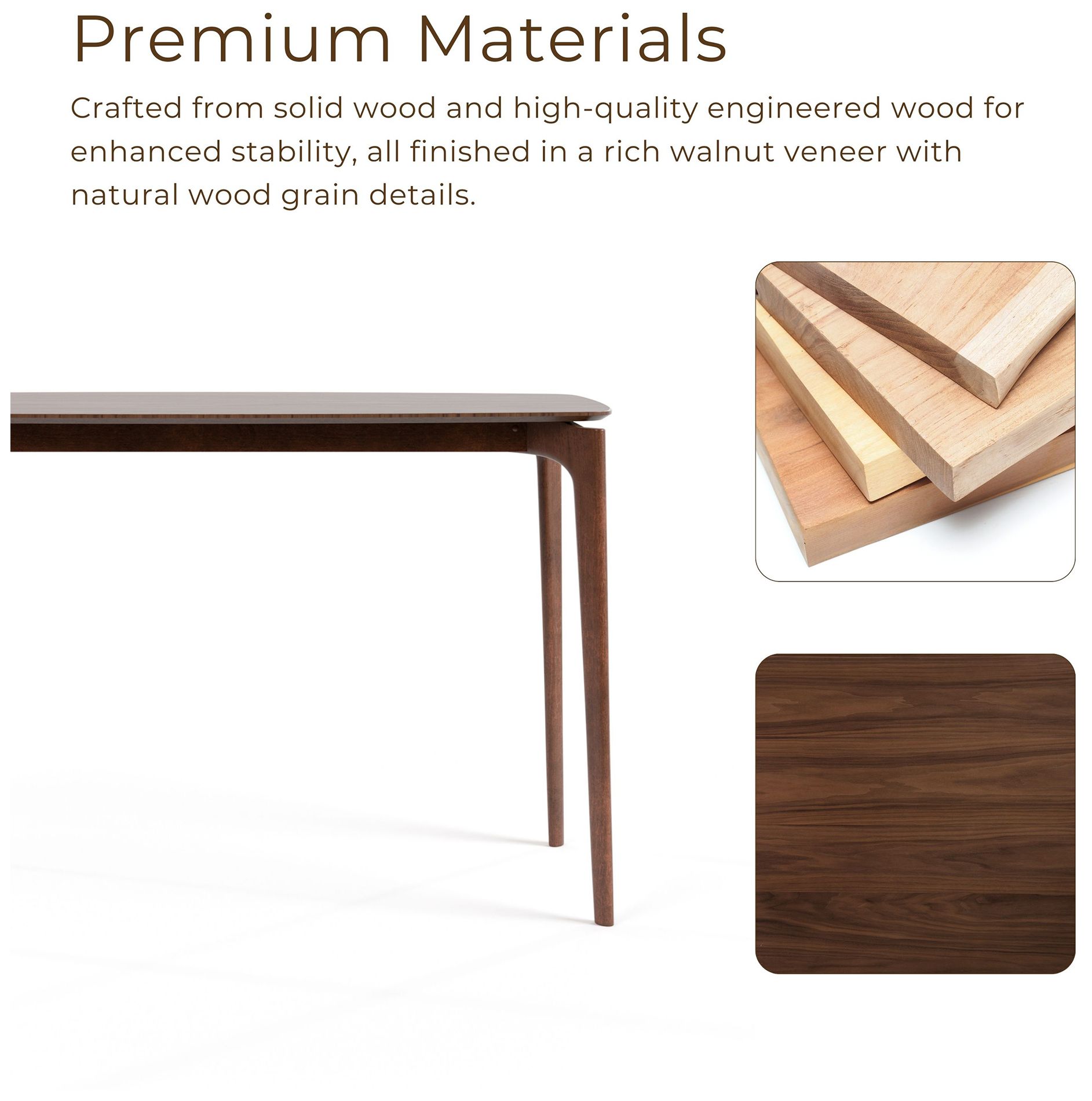 Pearlcrest 59" Mid Century Walnut Counter Height Narrow Dining Table