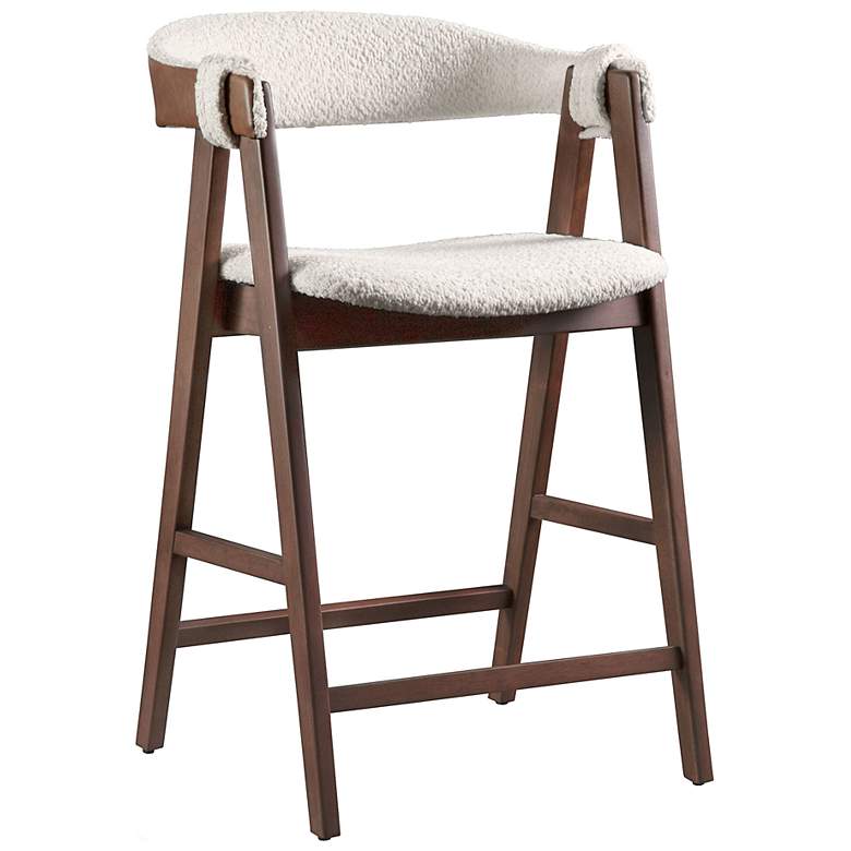 Image 3 Pearlcrest Walnut Boucle Fabric Counter Height Dining Chair Set of 2 more views