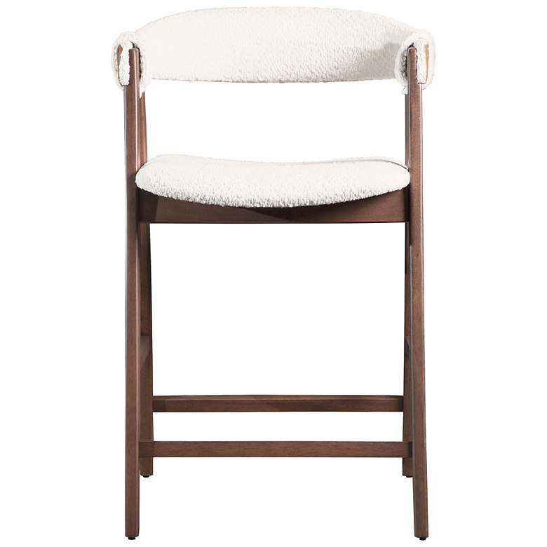 Image 4 Pearlcrest Walnut Boucle Fabric Counter Height Dining Chair Set of 2 more views
