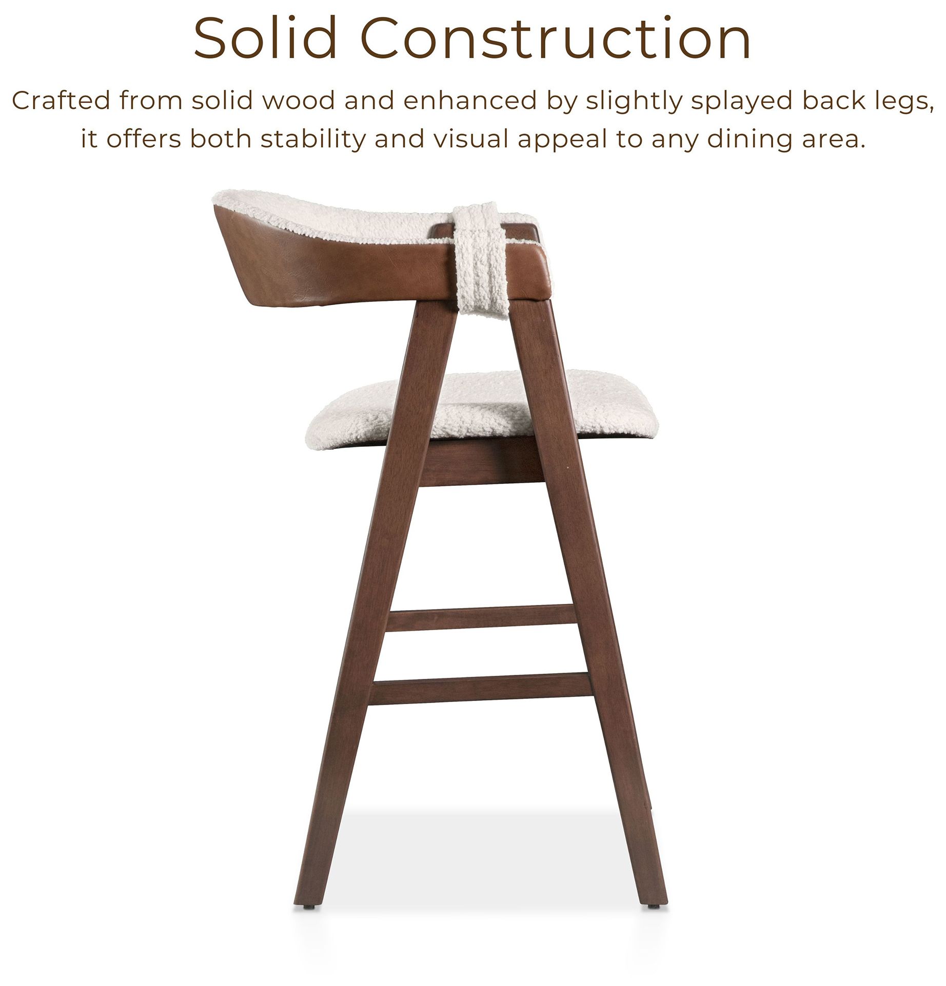 Pearlcrest Walnut Boucle Fabric Counter Height Dining Chair Set of 2