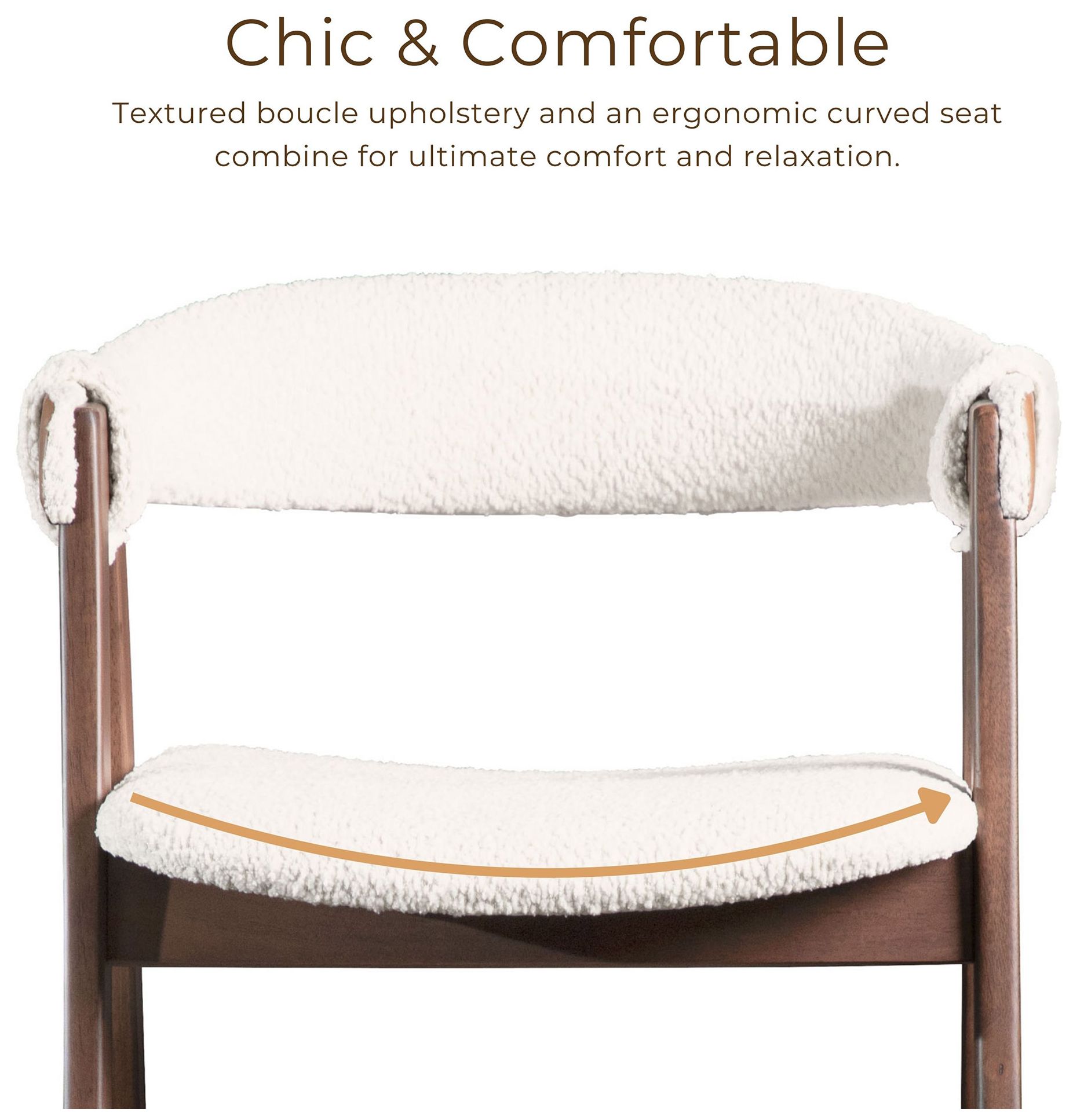 Pearlcrest Walnut Boucle Fabric Counter Height Dining Chair Set of 2