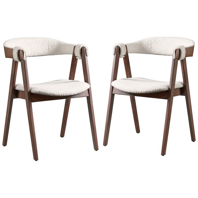 Image 1 Pearlcrest Walnut Boucle Fabric Dining Chair Set of 2