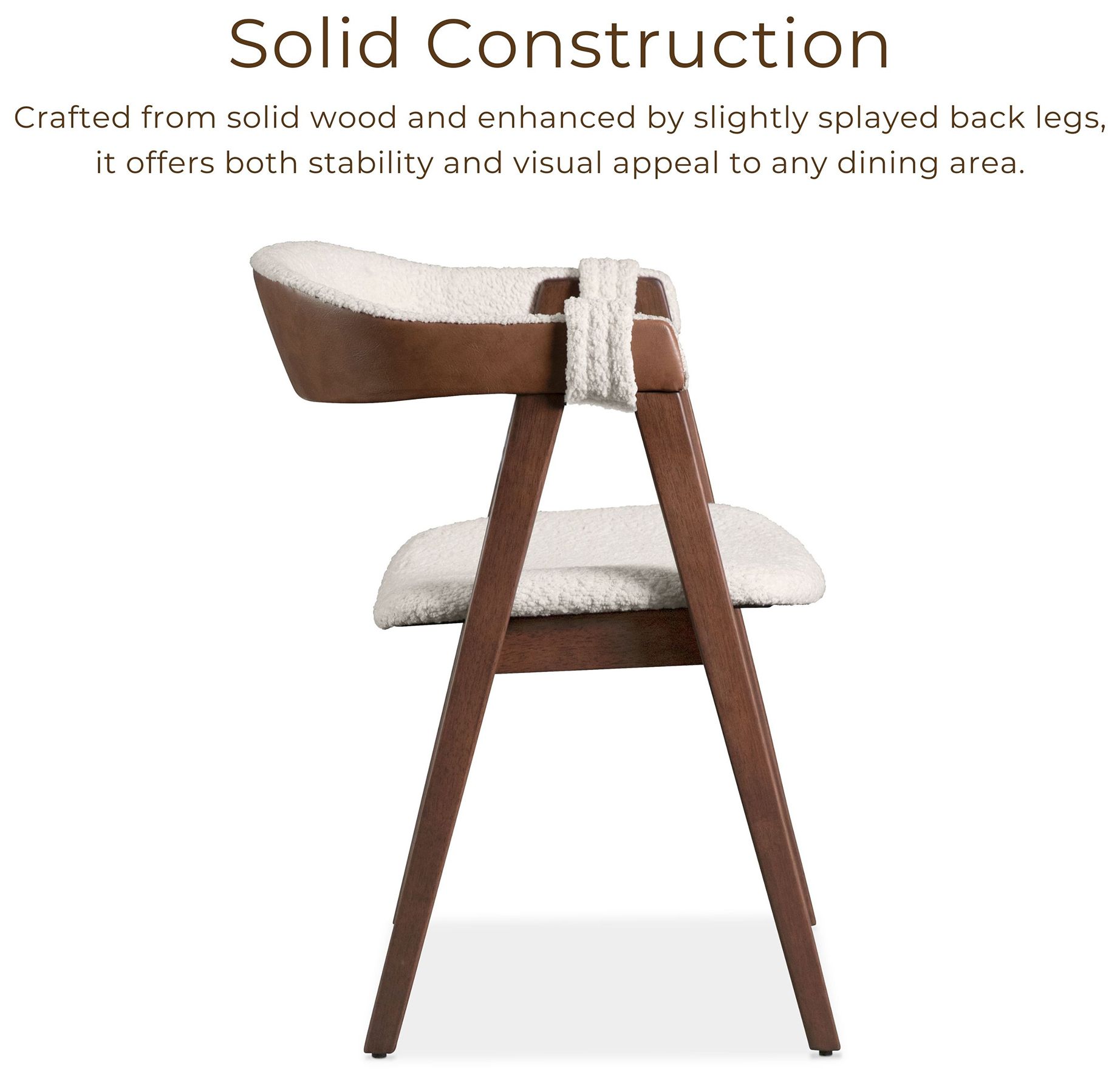 Pearlcrest Walnut Boucle Fabric Dining Chair Set of 2