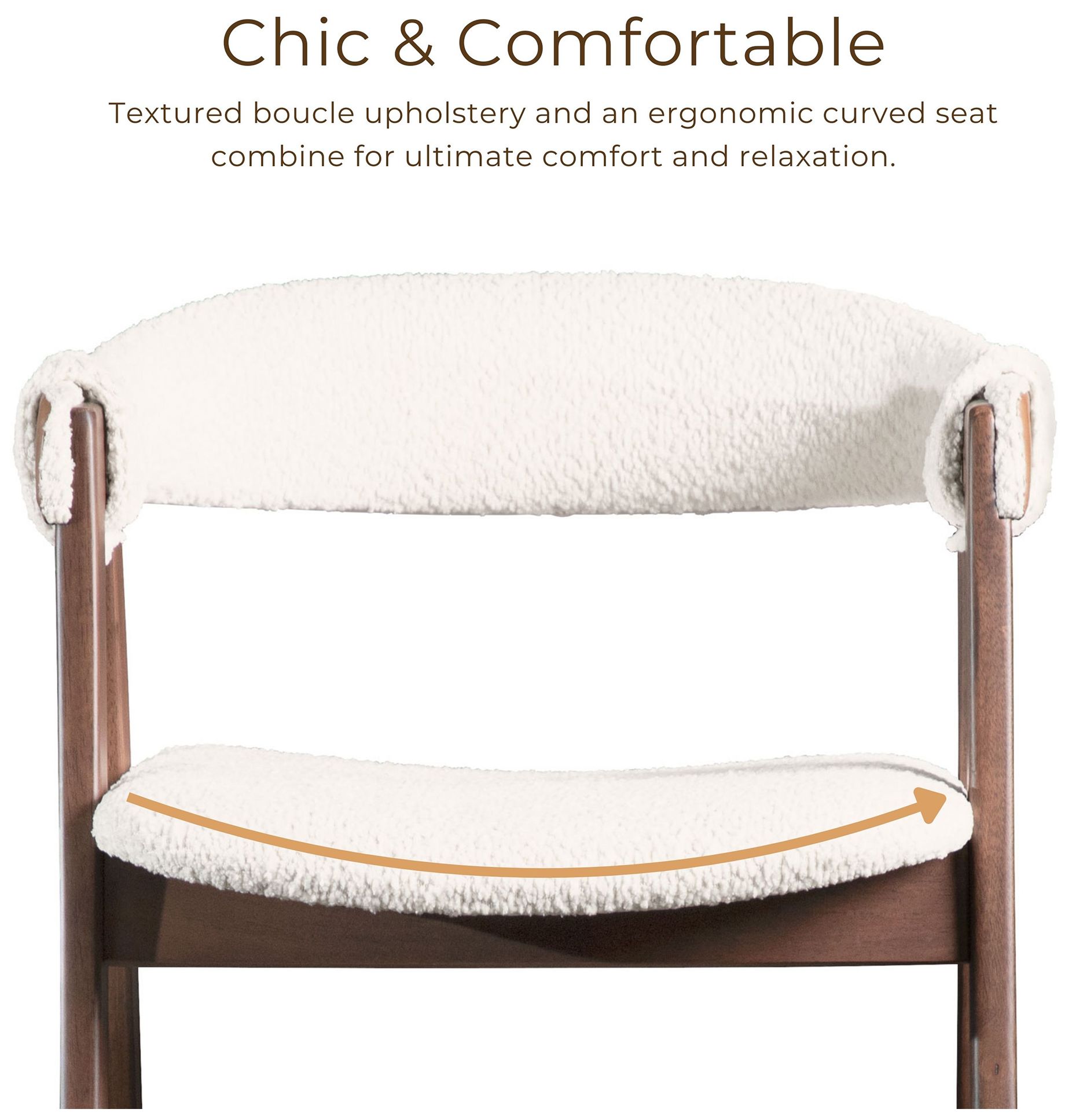 Pearlcrest Walnut Boucle Fabric Dining Chair Set of 2