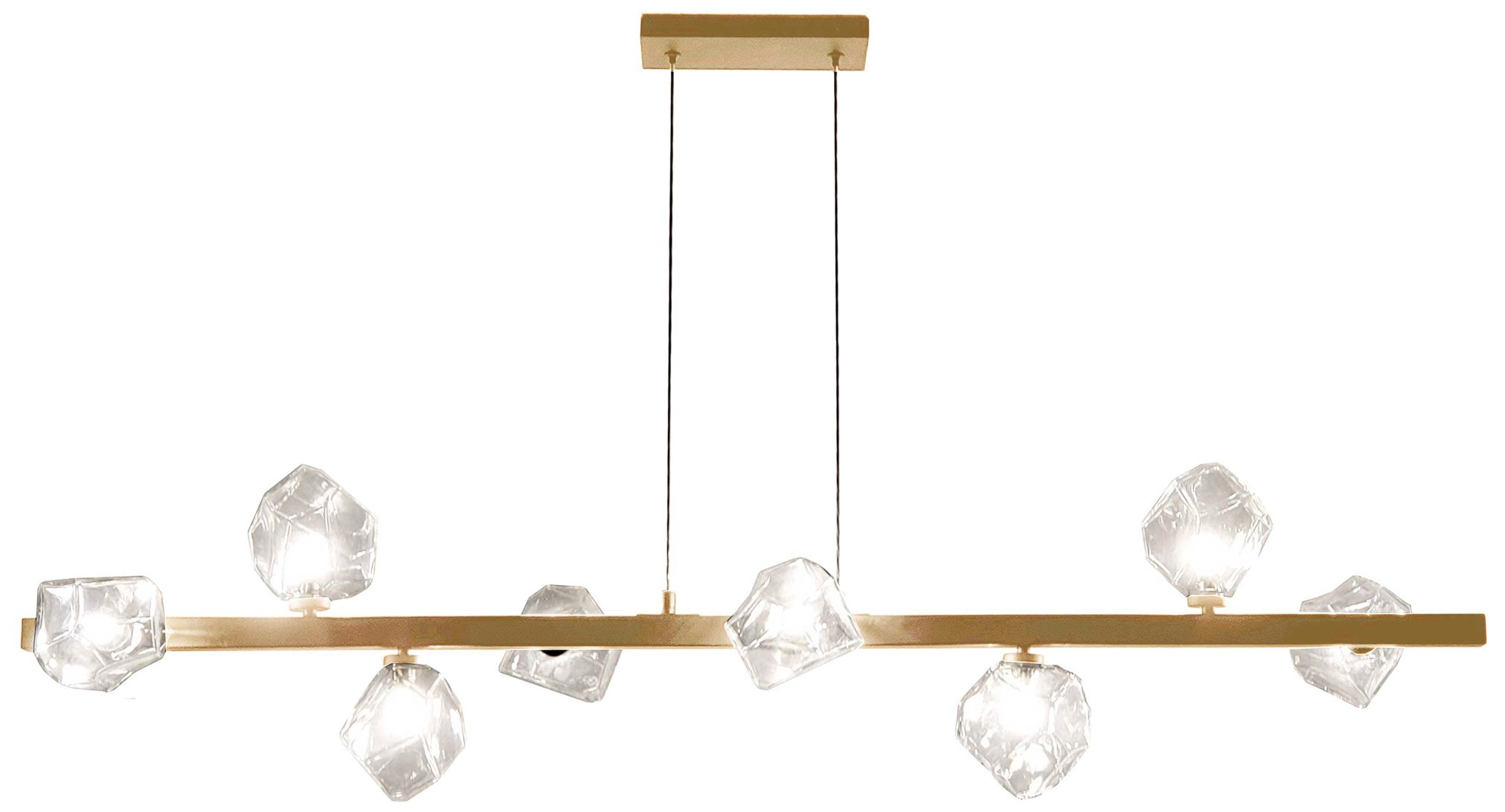 Image 2 Pearlene 54" Wide 8 Light Horizontal Aged Brass Pendant