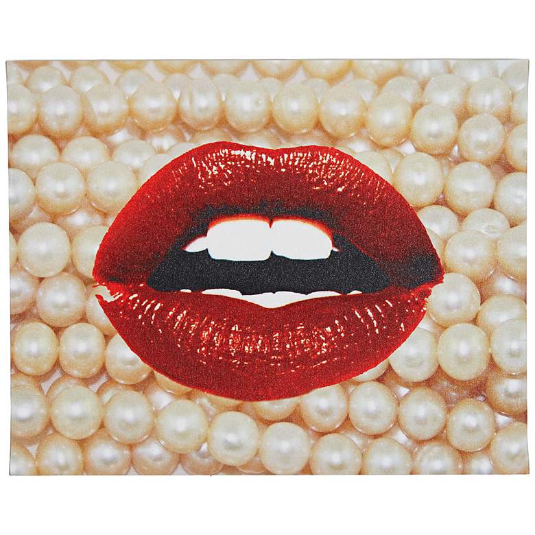 Image 1 Pearls and Lips 20 inch x 16 inch Canvas Wall Art