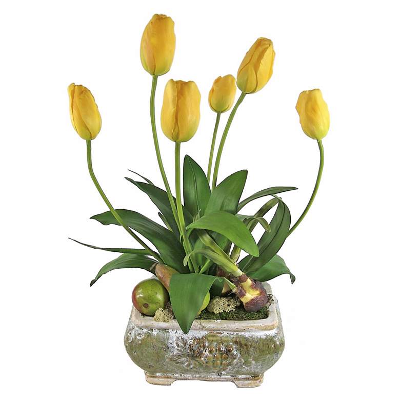 Image 1 Pears and Tulips 27 inch High Faux Floral Arrangement