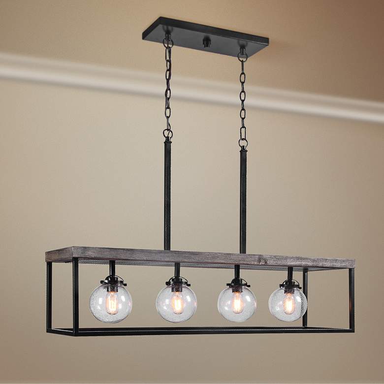 Image 1 Pearsall 44"W Black and Walnut Kitchen Island Light Pendant