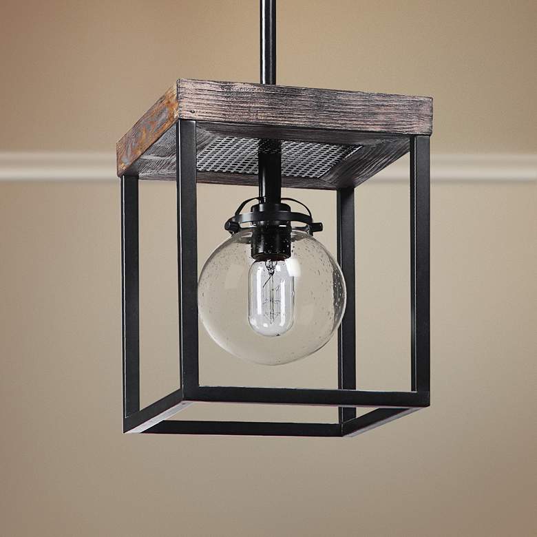 Image 1 Pearsall 9 1/2" Wide Black and Walnut Mini Pendant Light
