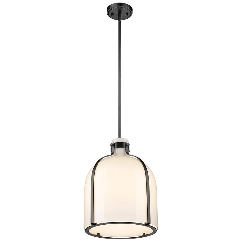 Image 5 Pearson 12 1/4" Wide Black with Opal Glass Pendant Light more views