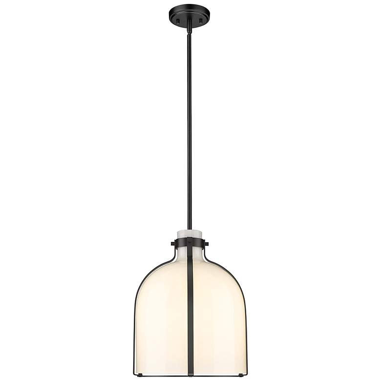 Image 6 Pearson 12 1/4" Wide Black with Opal Glass Pendant Light more views