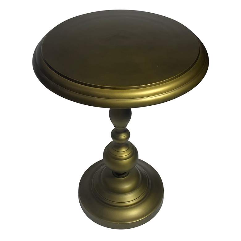 Image 2 Pearson 18 1/2" Wide Antique Brass Round Accent Table more views