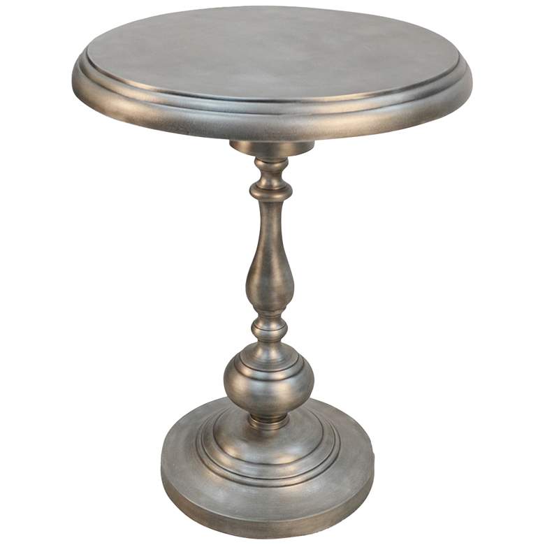 Image 2 Pearson 18 1/2" Wide Antique Nickle Round Accent Table