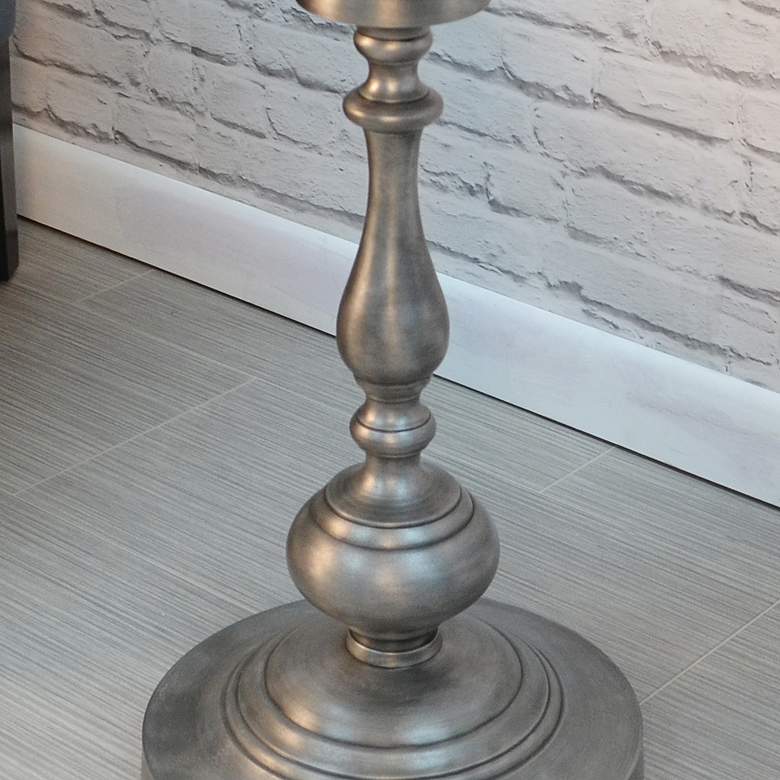 Image 3 Pearson 18 1/2" Wide Antique Nickle Round Accent Table more views