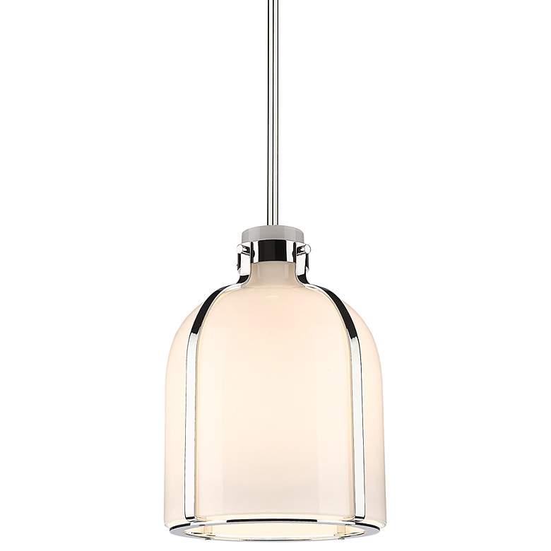 Image 2 Pearson 9 3/4" Wide Polished Nickel Opal Glass Mini Pendant