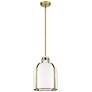 5_Pearson 9 3/4" Wide Rubbed Brass Mini Pendant w/ Opal Glass more views