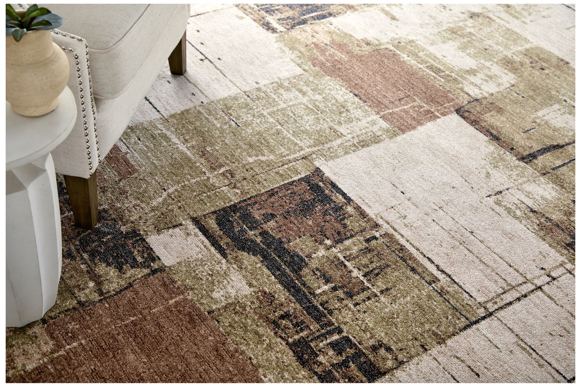 Image 2 Pearson Abstract Indoor Ivory Area Rug 39STF 2'-6" x 7'-3" more views