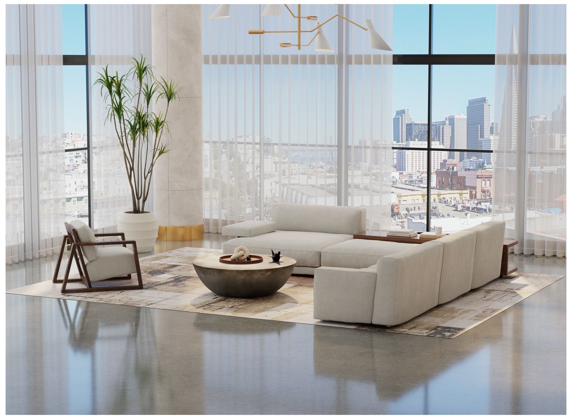 Image 3 Pearson Abstract Indoor Ivory Area Rug 39STF 5' x 7'-6" more views