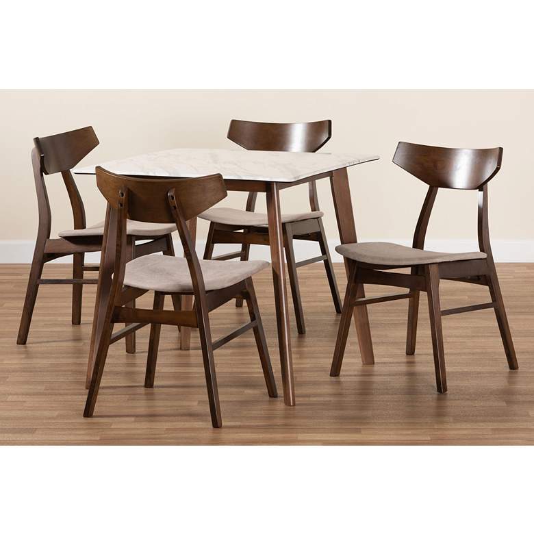 Image 7 Pearson Walnut and Beige 5-Piece Dining Table and Chair Set more views