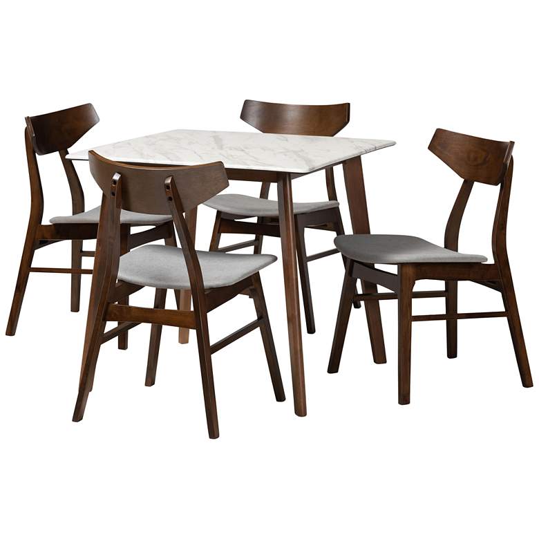 Image 1 Pearson Walnut and Gray 5-Piece Dining Table and Chair Set
