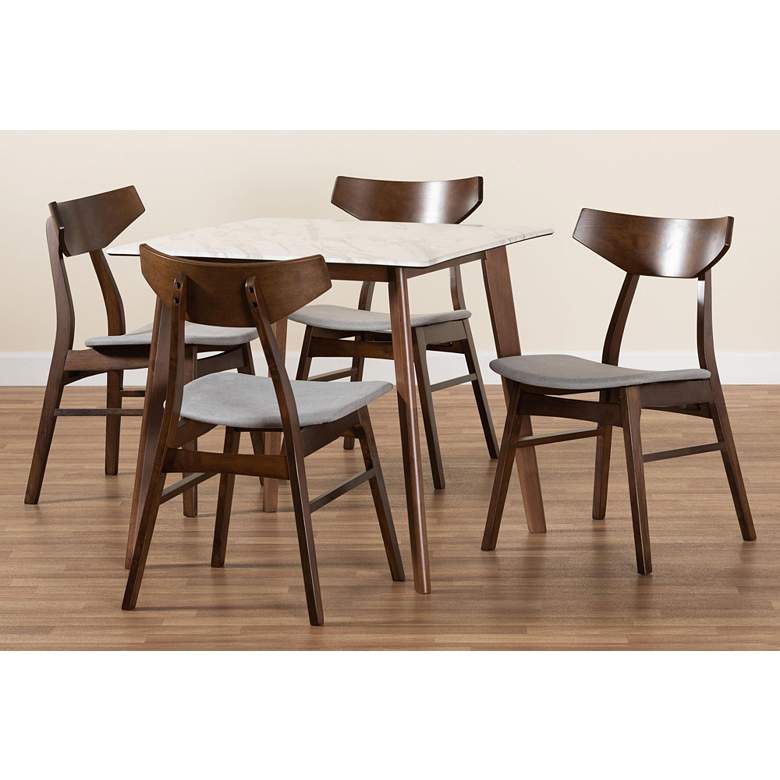 Image 7 Pearson Walnut and Gray 5-Piece Dining Table and Chair Set more views