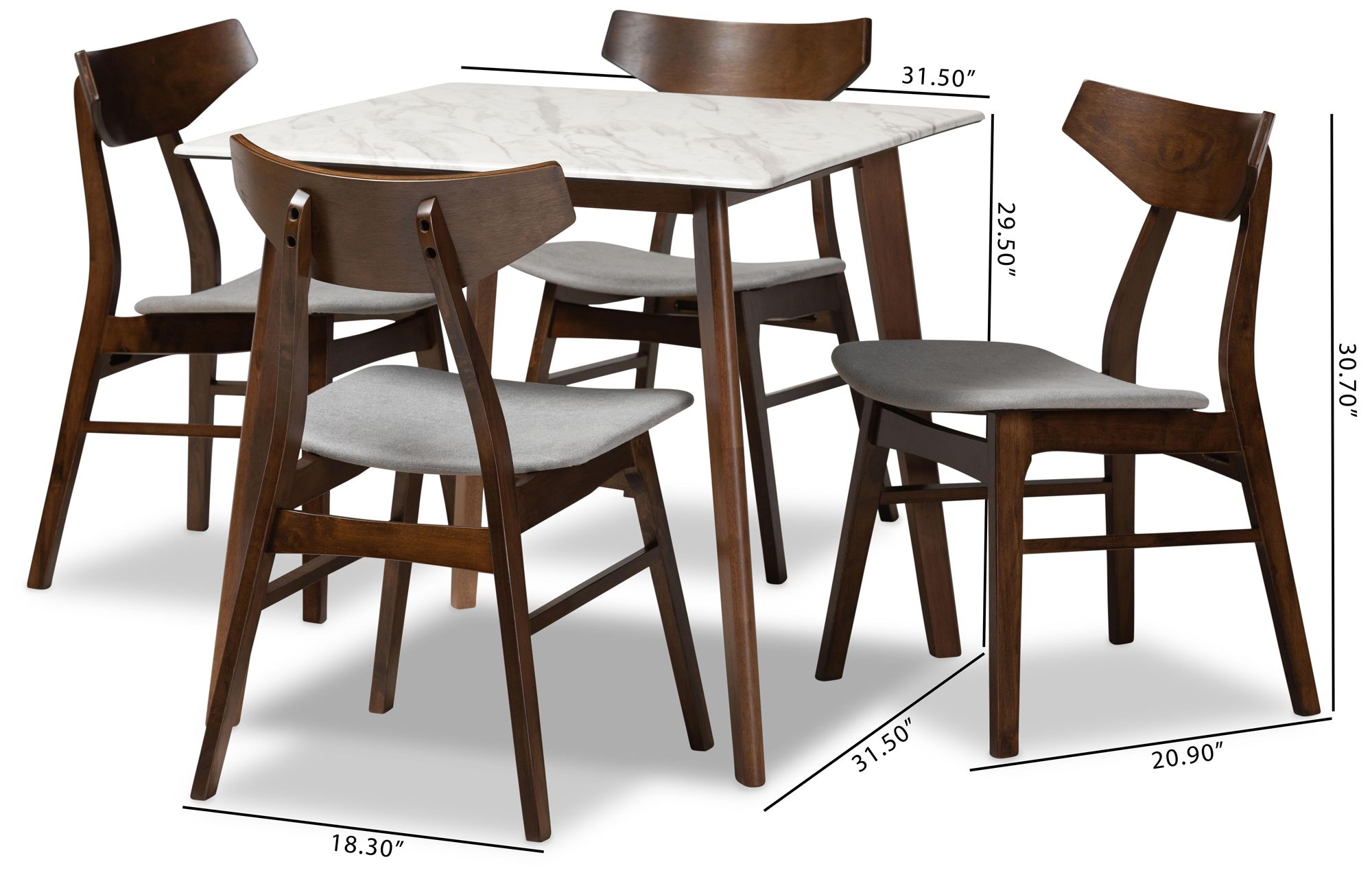 Pearson Walnut and Gray 5-Piece Dining Table and Chair Set