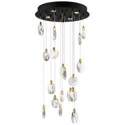 Pebble 21 3/4" Wide Black and Gold LED Multi-Light Pendant