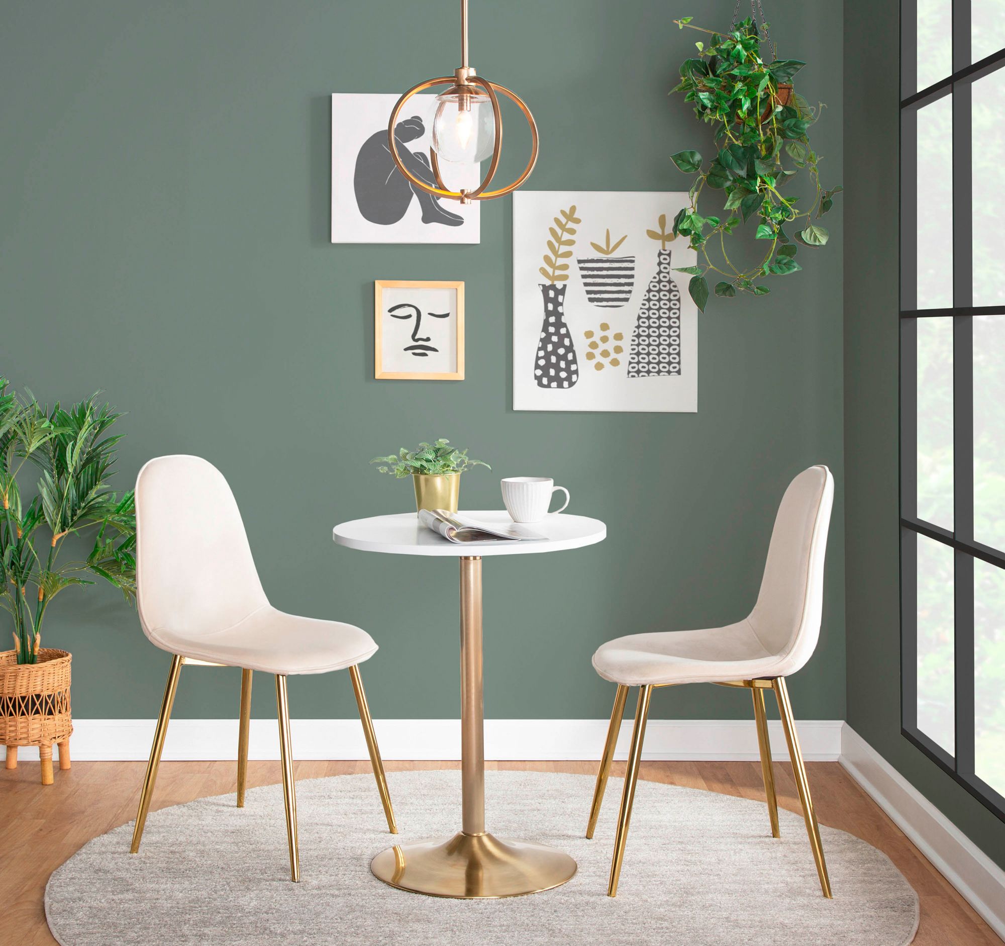 Image 5 Pebble 27" Wide Gold and White Adjustable Round Bar Table more views