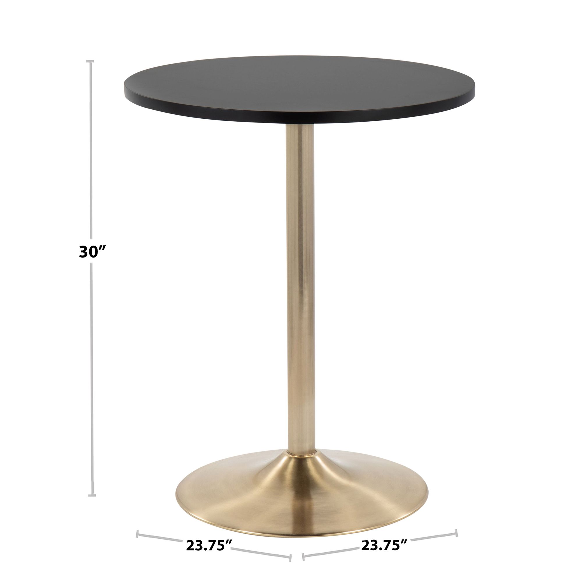Pebble 27" Wide Gold and White Adjustable Round Bar Table