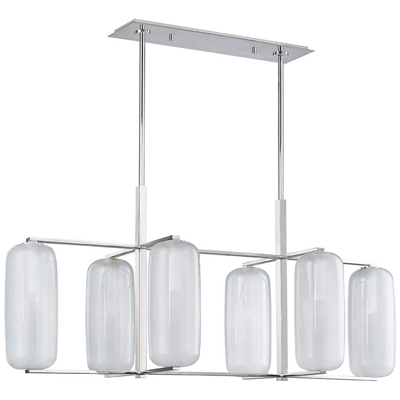 Image 1 Pebble 53 1/4"W Polished Nickel 6-Light Linear Pendant Light
