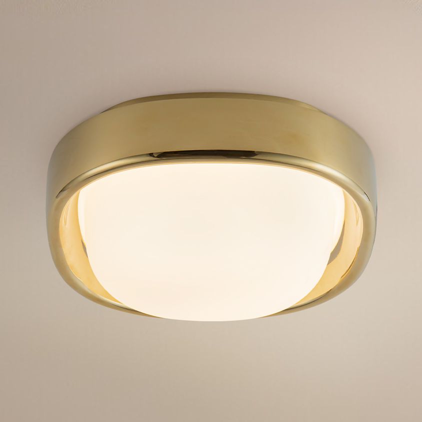 Pebble 8-in Metallic Brass dimmable LED Flush Mount