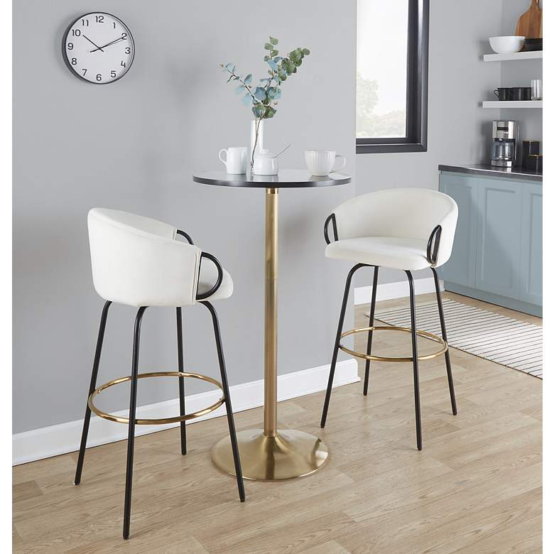 Image 7 Pebble Adjustable Dining or Bar Table Gold Metal White Wood by LumiSource more views