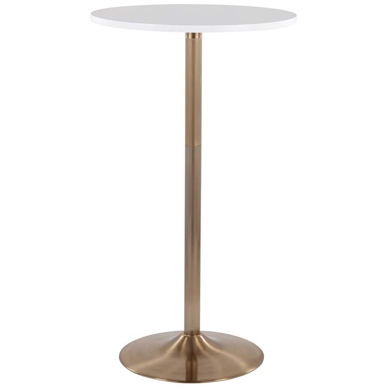 Image 1 Pebble Adjustable Dining or Bar Table Gold Metal White Wood by LumiSource