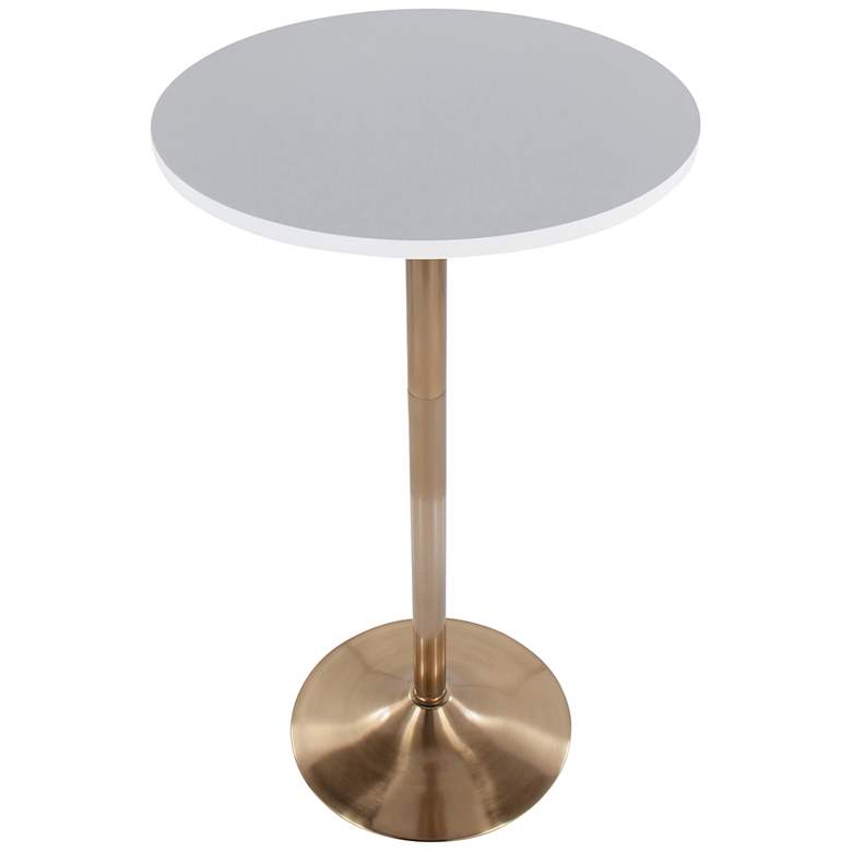 Image 2 Pebble Adjustable Dining or Bar Table Gold Metal White Wood by LumiSource more views