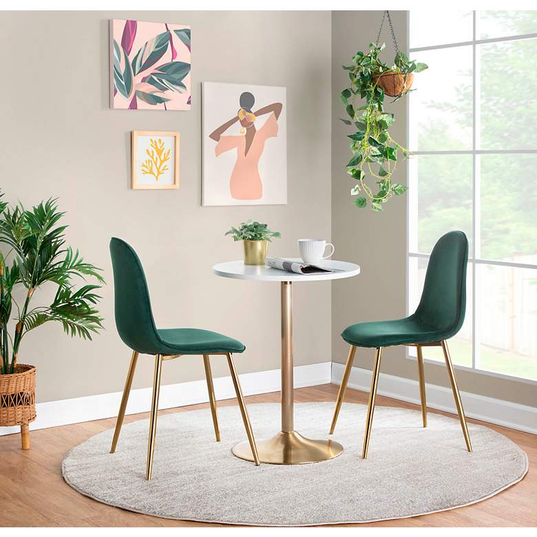 Image 4 Pebble Adjustable Dining or Bar Table Gold Metal White Wood by LumiSource more views