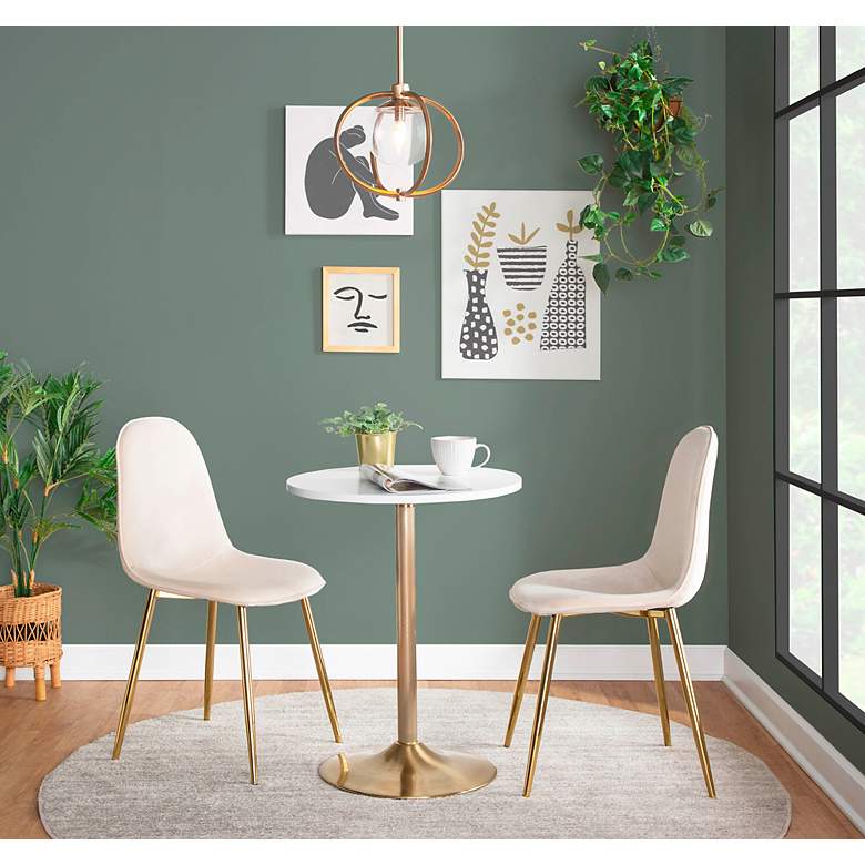 Image 5 Pebble Adjustable Dining or Bar Table Gold Metal White Wood by LumiSource more views