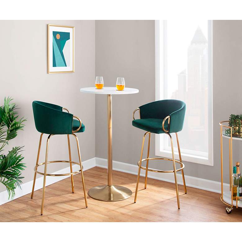 Image 7 Pebble Adjustable Dining or Bar Table Gold Metal White Wood by LumiSource more views