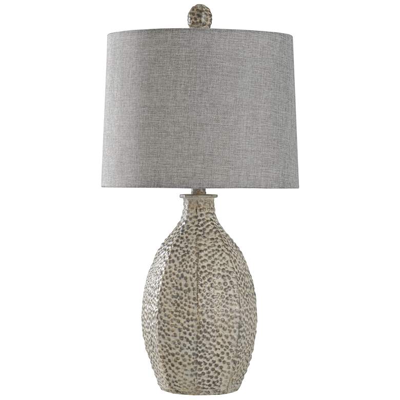 Image 1 Pebble Pale Texturized Resin Table Lamp With Textured Grey Shade