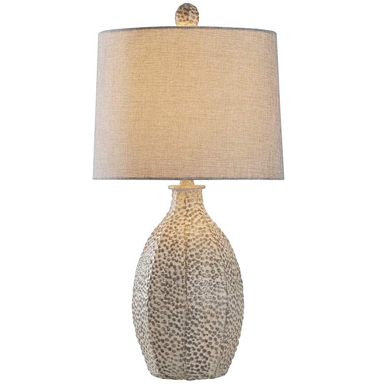 Image 3 Pebble Pale Texturized Resin Table Lamp With Textured Grey Shade more views