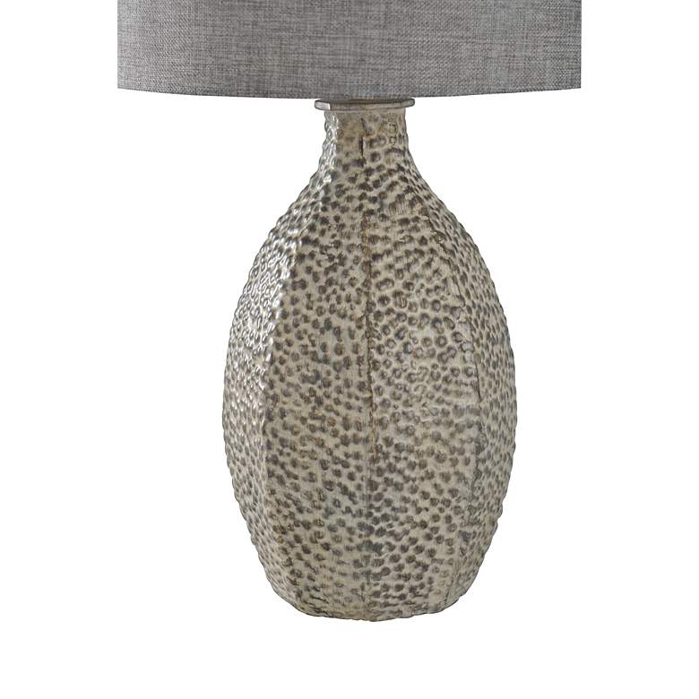 Image 4 Pebble Pale Texturized Resin Table Lamp With Textured Grey Shade more views