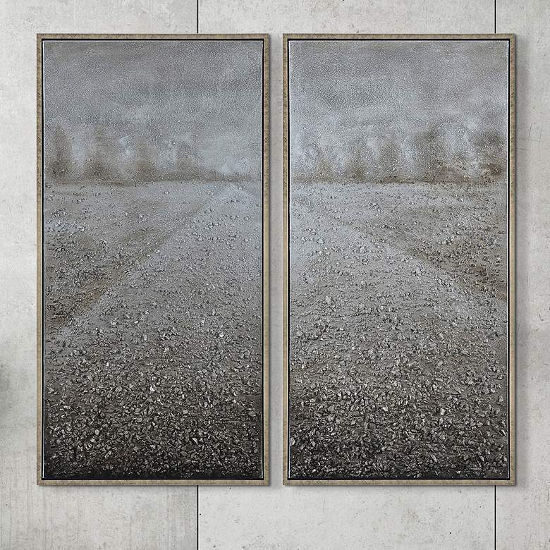 Pebble Road 48&quot;W Metallic 2-Piece Framed Canvas Wall Art Set
