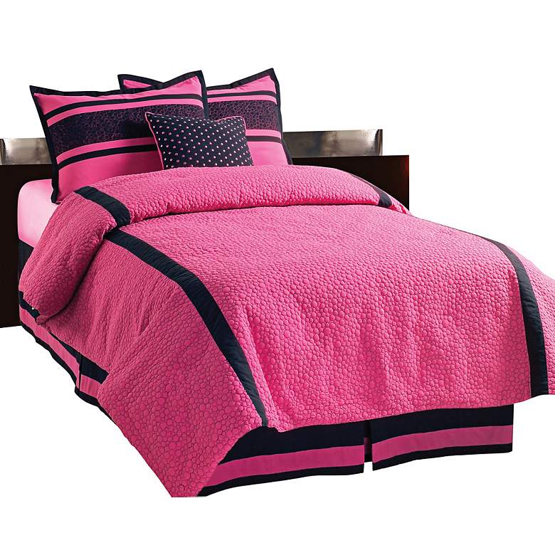 Image 1 Pebbles 3-Piece Pink and Black Twin Comforter Set