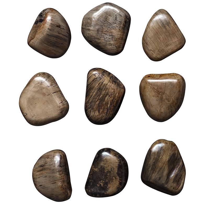 Image 2 Pebbles Walnut Wood Wall Decor Set of Nine