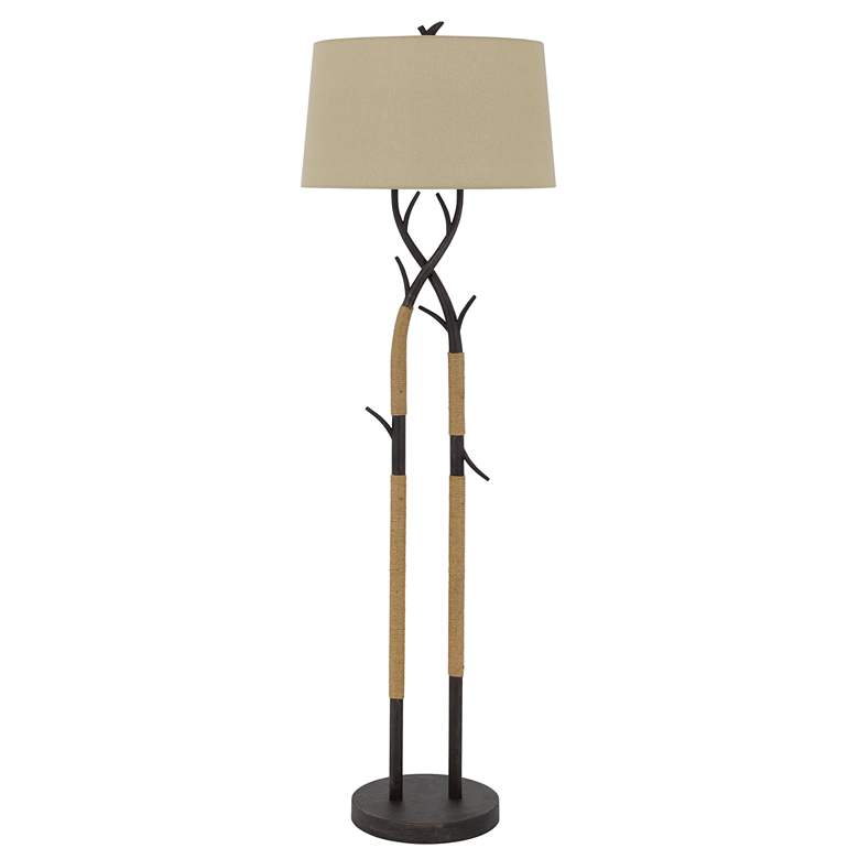 Image 1 Pecos Black Iron Tan Ropes Tree Branch Floor Lamp