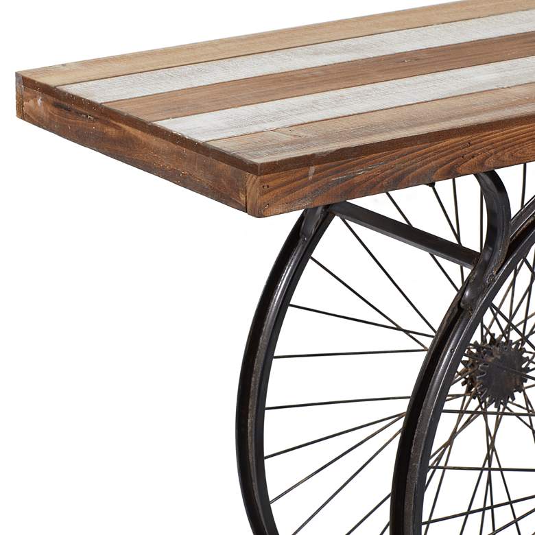 Image 3 Pedals 39" Wide Brown Wood Black Dual Wheel Console Table more views