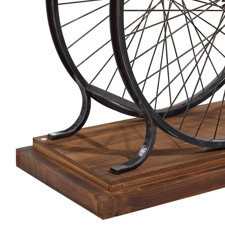 Image 4 Pedals 39" Wide Brown Wood Black Dual Wheel Console Table more views