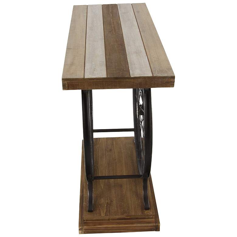 Image 5 Pedals 39" Wide Brown Wood Black Dual Wheel Console Table more views