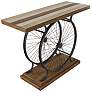 Pedals 39" Wide Brown Wood Black Dual Wheel Console Table