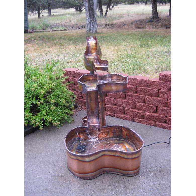 Image 1 Pedestal Riverscape 48"H Heavy Gauge Copper Outdoor Fountain