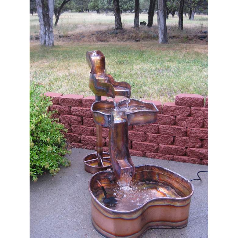 Image 2 Pedestal Riverscape 48"H Heavy Gauge Copper Outdoor Fountain more views